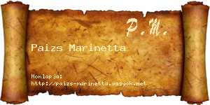 Paizs Marinetta névjegykártya
